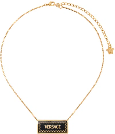 Versace Gold Large '90s Vintage Logo Necklace In 4j120- Gold