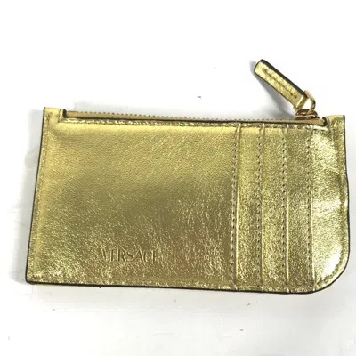 Pre-owned Versace Gold Leather Coin Purse/coin Case ()