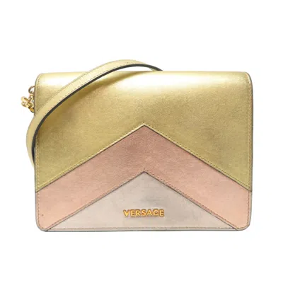 Pre-owned Versace Gold Leather Shoulder Bag ()