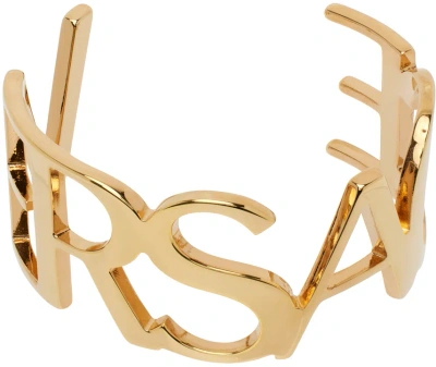Versace Gold Logo Cuff Bracelet In 3j000- Gold