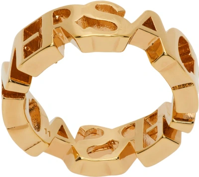 Versace Gold Logo Ring In 3j000  Gold