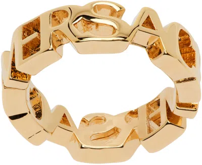 Versace Gold Logo Ring In 3j000  Gold