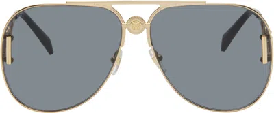 Versace Gold Medusa '95 Pilot Sunglasses In 100287 Gold