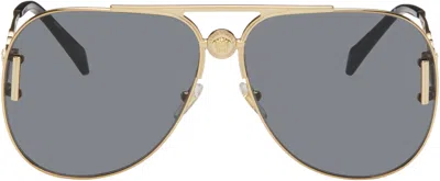 Versace Gold Medusa '95 Pilot Sunglasses In 100287 Gold