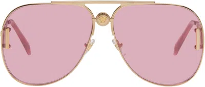 Versace Gold Medusa '95 Pilot Sunglasses In 1002a4 Gold