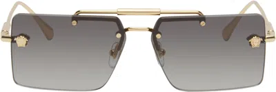 Versace Gold Medusa Glam Sunglasses In Brown