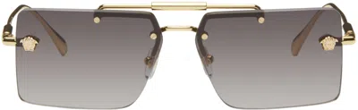 Versace Gold Medusa Glam Sunglasses In Brown