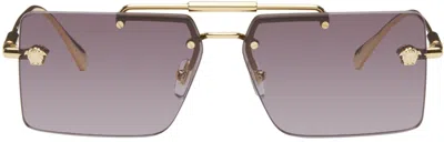 Versace Gold Medusa Glam Sunglasses In Purple