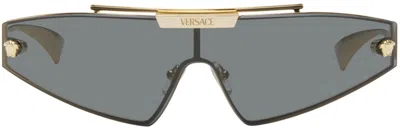 Versace Gold Medusa Horizon Sunglasses In 100287