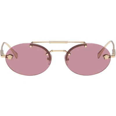Versace Gold Medusa Light Sunglasses In Neutral