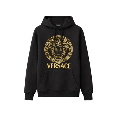Versace Black Medusa Print Cotton Hoodiepullover Sweatshirt Sweater