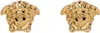 Versace Mens Gold Medusa Head Brass Stud Earrings In 3j000- Gold