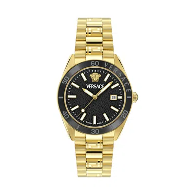 Pre-owned Versace Gold Mens Analogue Watch V-dome Ve8e00624