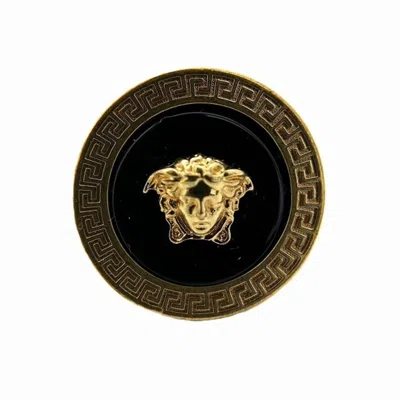 Pre-owned Versace Gold Metal Resin Band Ring ()