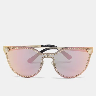 Versace Gold Mod 2177 Medusa Studded Cat Eye Sunglasses In Pink
