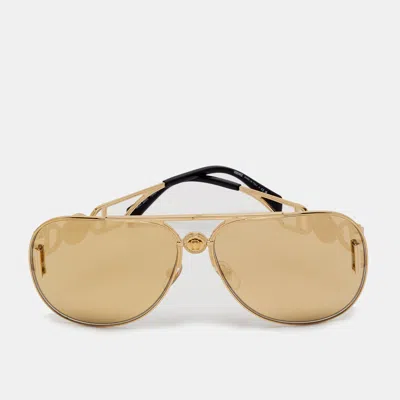 Pre-owned Versace Gold Mod 2255 Palazzo Aviator Sunglasses