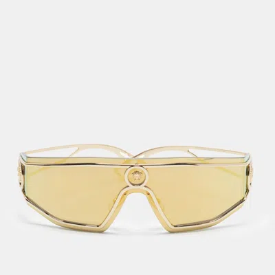 Pre-owned Versace Gold Mod 226 Medusa Shield Sunglasses
