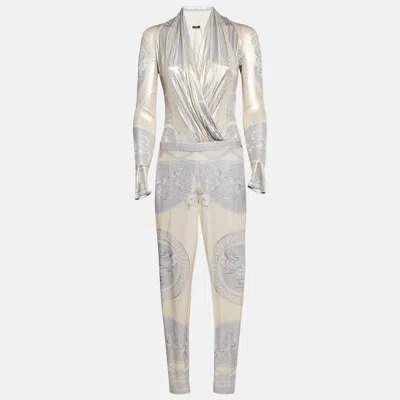 Pre-owned Versace Gold Printed Jersey Bodysuit And Leggings Set Xs