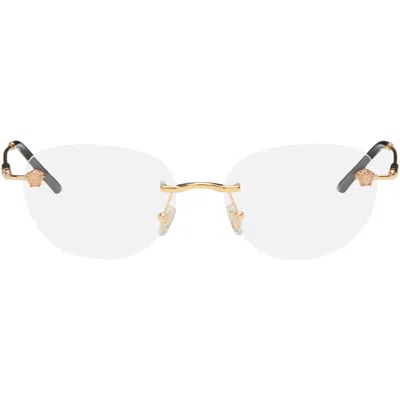 Versace Gold Rimless Glasses In 1002