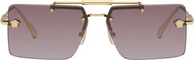Versace Gradient Rectangle-frame Sunglasses In Grey