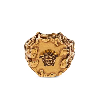 Versace Medusa Barocco Brass Ring In Multicolor