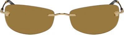 Versace Gold Runway Sunglasses In 10027i