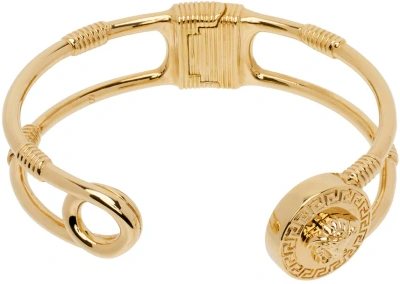 Versace Gold Safety Pin Bracelet In 3j000- Gold