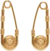 Versace Gold Safety Pin Earrings In 3j000- Gold