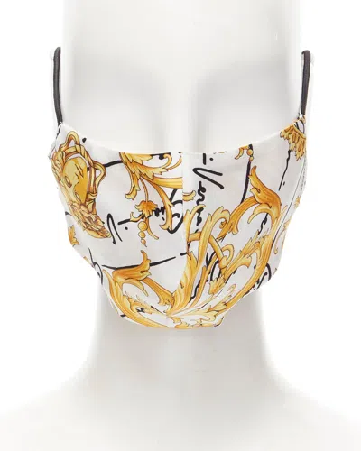 Pre-owned Versace Gold Silk Gianni Signature Medusa Silk Face Mask
