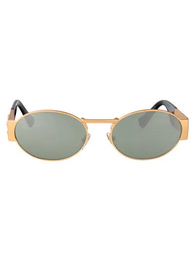 Versace Gold Steel Sunglasses In Red