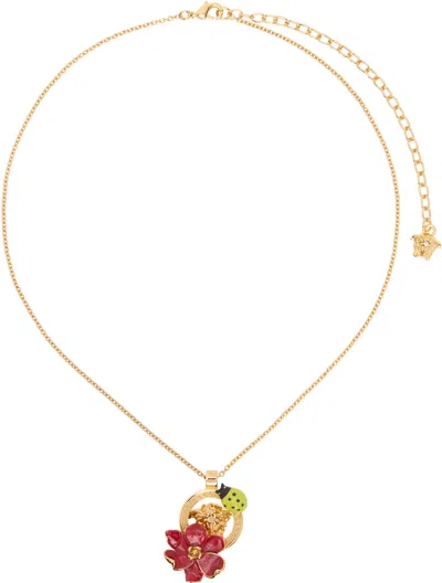 Versace Strawberry Garden Pendant Necklace In Or