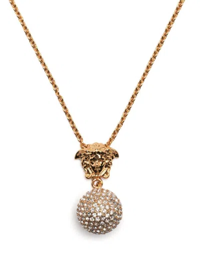 Versace Gold-tone Medusa Crystal Pendant Necklace