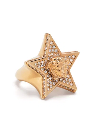 Versace Ring La Medusa Mit Kristallen In Gold
