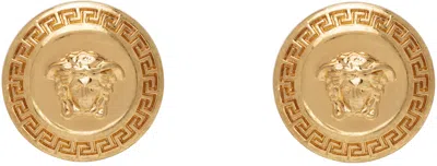 Versace Gold Tribute Stud Earrings In Kot Tribute Gold