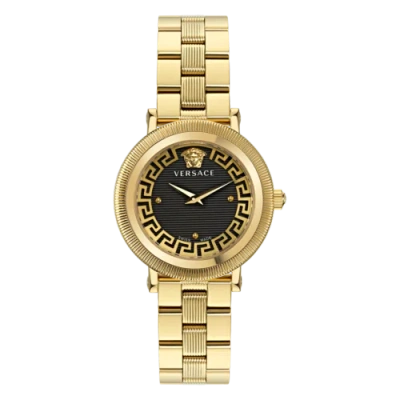 Pre-owned Versace Gold Womens Analogue Watch Greca Flourish Ve7f00623