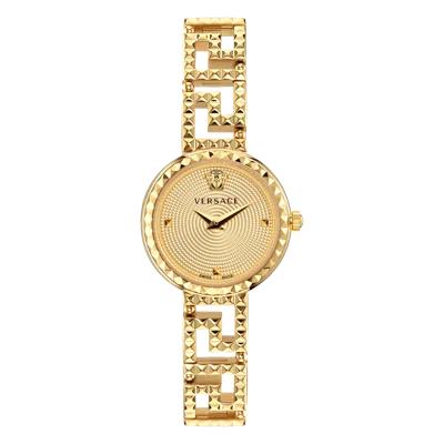 Pre-owned Versace Gold Womens Analogue Watch Greca Goddess Ve7a00323