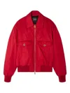 Versace Gold-zip Ribbed-cuff Bomber Jacket In Red