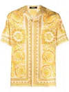 Versace Beigeyellow Signature Barocco Print Shirt In Golden
