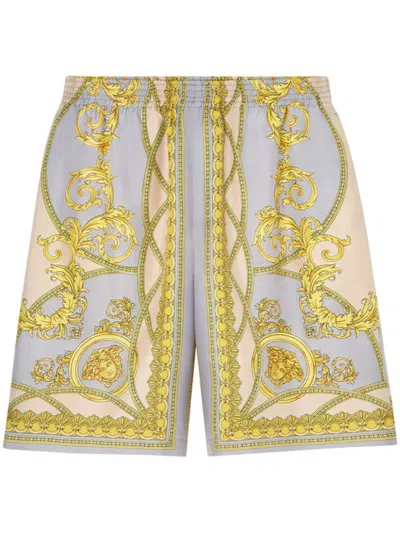 VERSACE GOLDEN BAROCCO PRINT SILK SHORTS