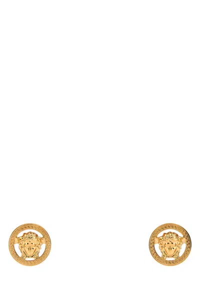 Versace Golden Medusa Head Round Stud Earrings