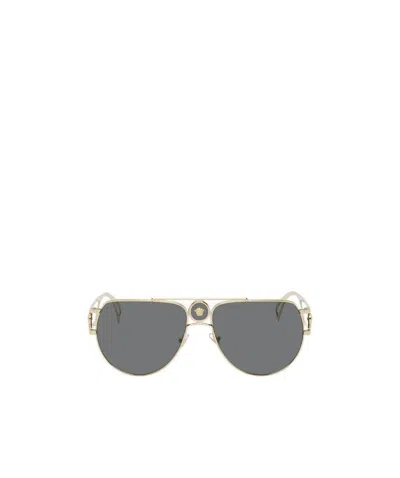 Versace Golden Pilot Sunglasses In Gray