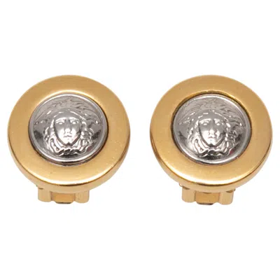 Pre-owned Versace Gold-tone & Silver-tone Gianni  Medusa Head Clip-on Earrings In Multiple