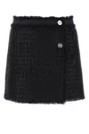 Versace Tweed Mini Skirt With High-waisted Fringe Detail In 1b000