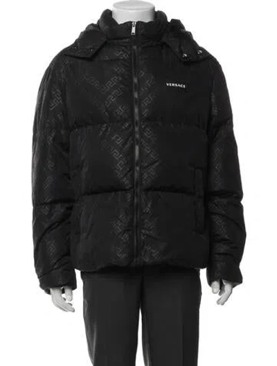 Pre-owned Versace Goose Down Puffer Coat In Black