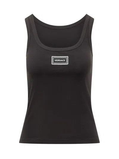 Versace Gots Certified Jersey Tank Top In Black