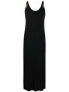 Versace Medusa Plaque Scoop Back Midi Dress In Black