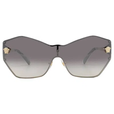 Versace Gradient Grey Mirrored Silver Shield Ladies Sunglasses Ve2182 12526i 43 In Gray