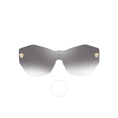 Versace Gradient Grey Mirrored Silver Shield Ladies Sunglasses Ve2182 12526i 43 In Grey/silver Tone
