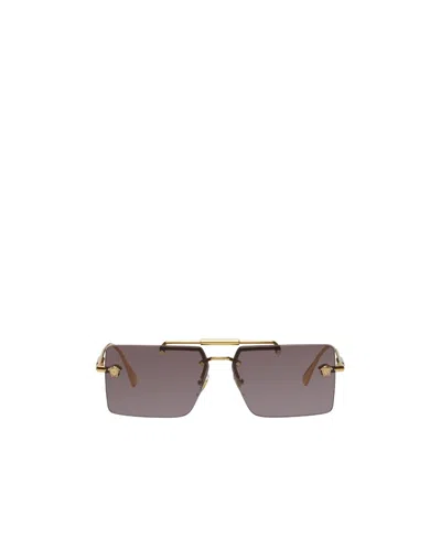 Versace Gradient Rectangle-frame Sunglasses In Gray