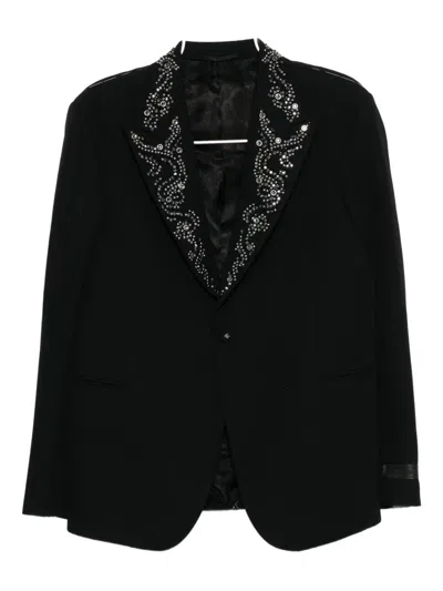 Versace Grain De Poudre Evening Blazer In Black